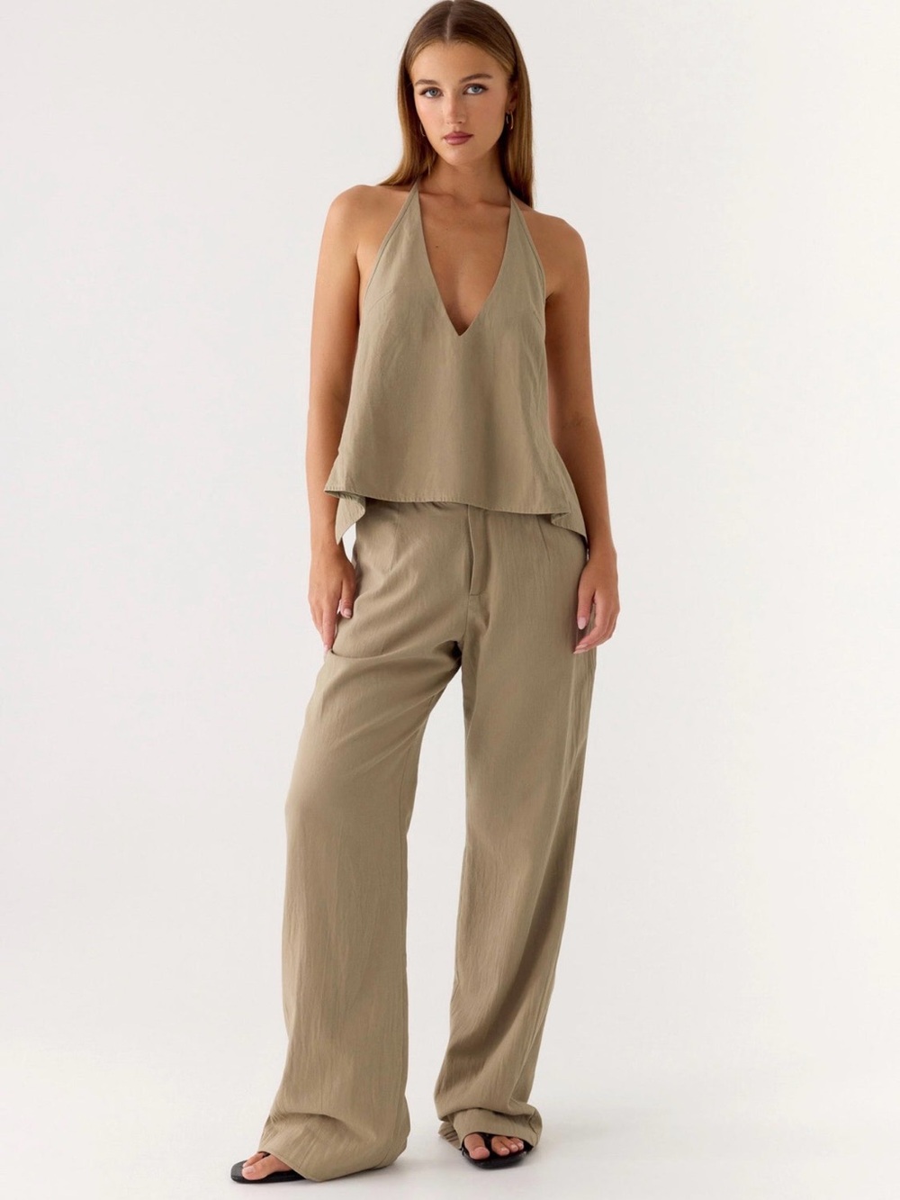 Women's Taupe Halter Jumpsuit